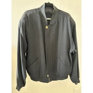 Poeta Moda Silk Jacket Mens SIze L Large Black